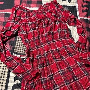 H&M Red Plaid Casual Kids Dress